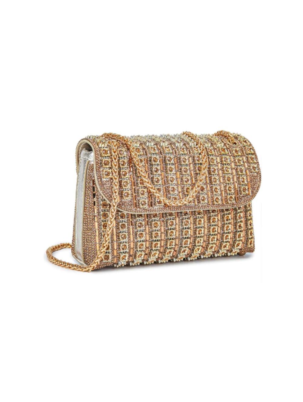 NEW Gold Rhinestone Pink Purse with Double Chain Gold hardware crossbody